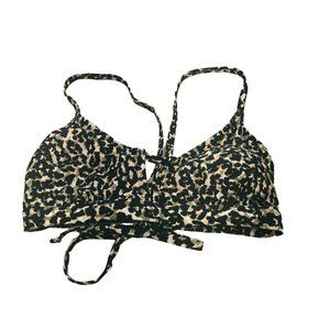 Kona Sol Women's Medium 8-10 Cut Out Front Bralette Bikini Swim Top Animal Print